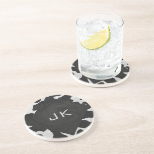 Dessous De Verre En Grès Vache noire et blanche monogramme