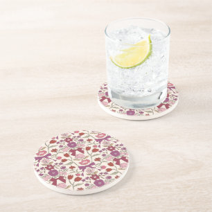 Dessous De Verre En Grès Vaches et fleurs rustiques Magenta