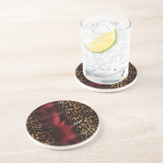 Dessous De Verre En Grès Vachette rouge Gold Faux Southwest Cowhal (Côté)