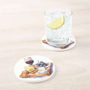 Dessous De Verre En Grès Vaisseau Raisins Fromage Vin Verre Aquarelle