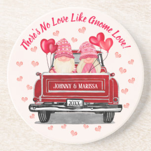 Dessous De Verre En Grès Valentine Gnome Love Pink Hearts Noms