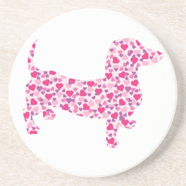 Dessous De Verre En Grès Valentine Hearts Dachshund (Devant)