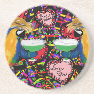 Dessous De Verre En Grès Valentine Parrots