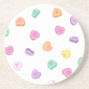 Dessous De Verre En Grès Valentines Day Candy Hearts Motif