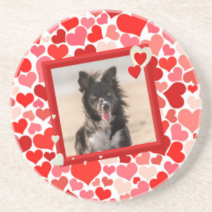 Dessous De Verre En Grès Valentines Frontière Collie Coeurs de chien