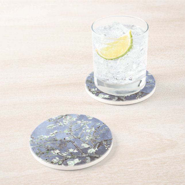 Dessous De Verre En Grès Van Gogh Almond Blossoms en acier bleu (Côté)