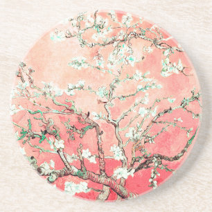 Dessous De Verre En Grès Van Gogh Almond Blossoms Peach