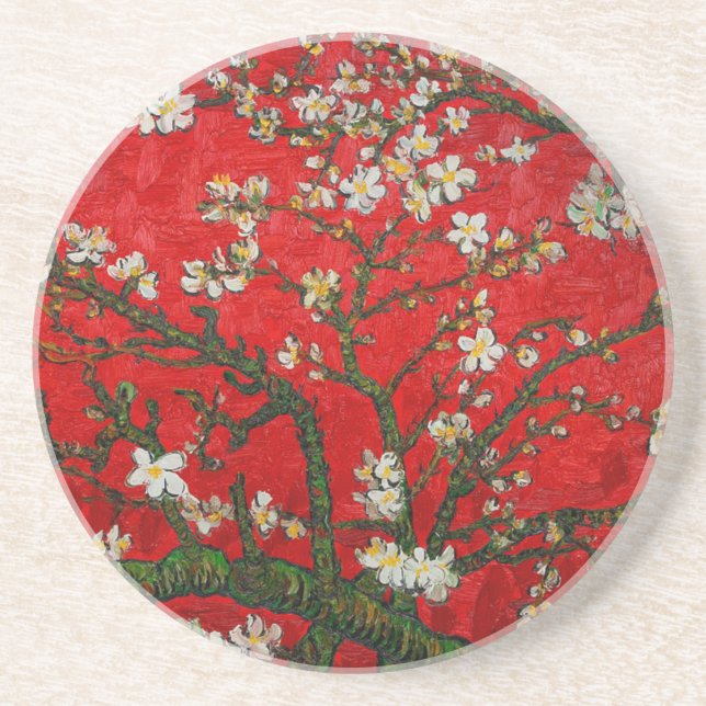 Dessous De Verre En Grès Van Gogh Almond Blossoms Rouge (Devant)