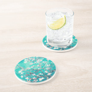 Dessous De Verre En Grès Van Gogh Almond Blossoms Turquoise