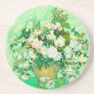 Dessous De Verre En Grès Van Gogh White Roses
