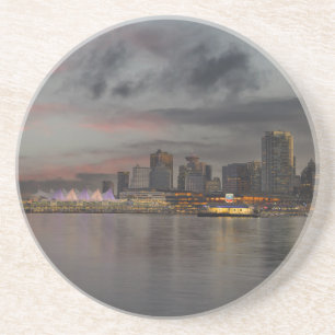 Dessous De Verre En Grès Vancouver Skyline À Sunset