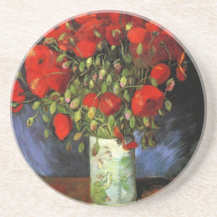 Dessous De Verre En Grès Vase avec les pavots rouges par Vincent van Gogh