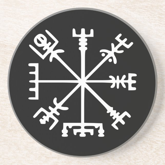 Dessous De Verre En Grès Vegvísir (boussole de Viking) (Devant)