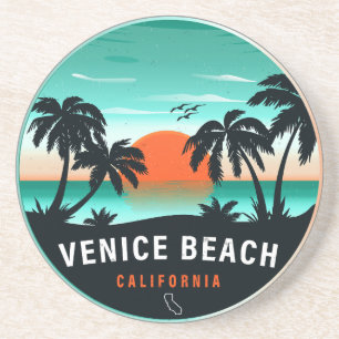 Dessous De Verre En Grès Venice Beach California Retro Sunset Souvenirs 60s