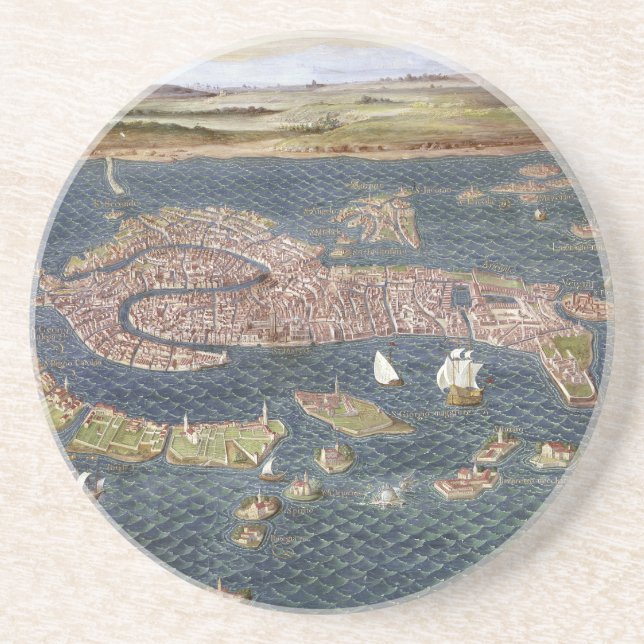 Dessous De Verre En Grès VENISE : CARTE, XVIème siècle (Devant)