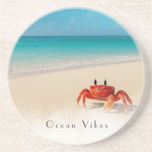 Dessous De Verre En Grès Vibes océaniques - Crabe de grès personnalisable
