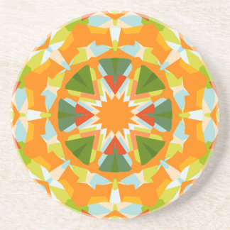 Dessous De Verre En Grès Vibrant Orange Vert Étoile Boho Maximaliste