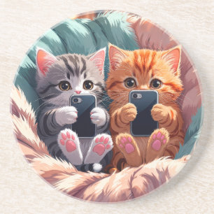 Dessous De Verre En Grès Vibrations positives – Des chatons duveteux prenne