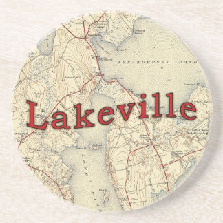 Dessous De Verre En Grès Vieille carte de Lakeville le Massachusetts
