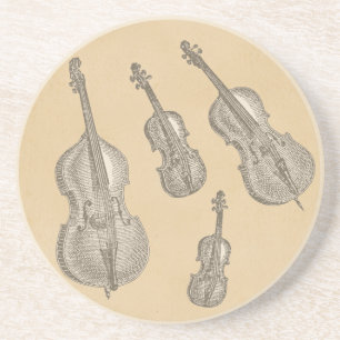 Dessous De Verre En Grès Vieux dessins au trait ficelés d'instruments
