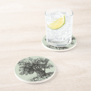 Dessous De Verre En Grès Vieux olivier