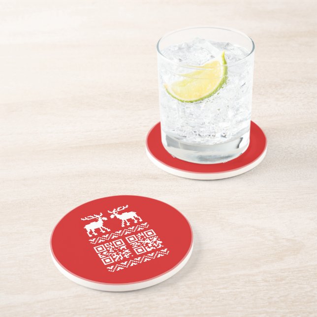 Dessous De Verre En Grès Vilain Sweater QR Code Bonne année! (Côté)