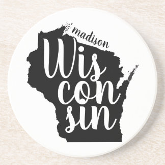 Dessous De Verre En Grès Ville et État du Wisconsin personnalisable