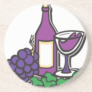 Dessous De Verre En Grès Vin rouge et raisins pourpres