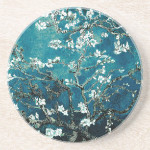 Dessous De Verre En Grès Vincent Van Gogh Almond Blossoms Dark Turquoise