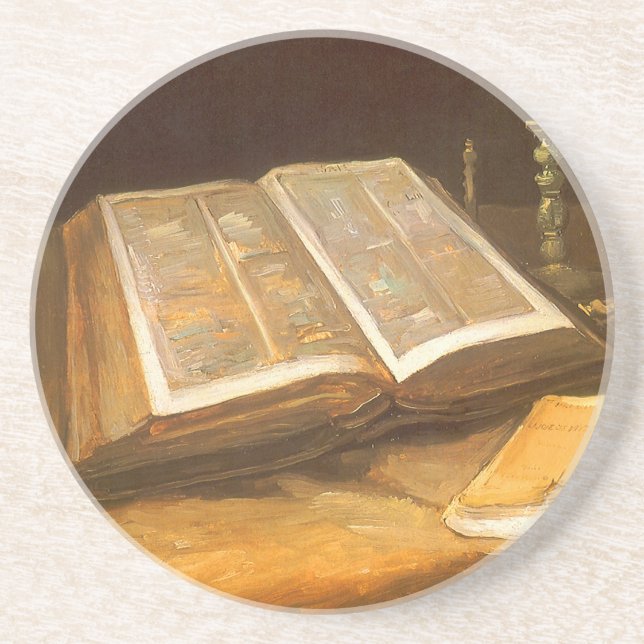 Dessous De Verre En Grès Vincent van Gogh - La vie morte avec la Bible (Devant)
