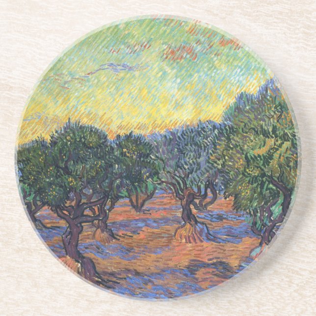 Dessous De Verre En Grès Vincent Van Gogh Olive Grove Impressionnisme Art (Devant)