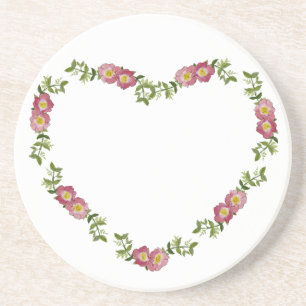 Dessous De Verre En Grès Vintage couronne de fleurs en forme de coeur pour