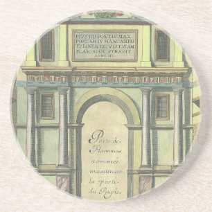 Dessous De Verre En Grès Vintage Église Porte Entrée Renaissance Architectu