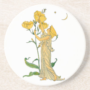 Dessous De Verre En Grès Vintage Fairy Tale, Soirée Primrose, Walter Crane