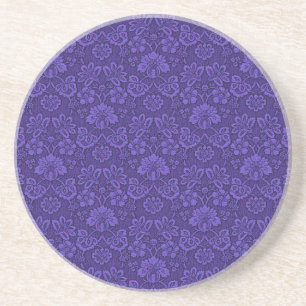 Dessous De Verre En Grès Vintage Indigo Damask Paisley Floral