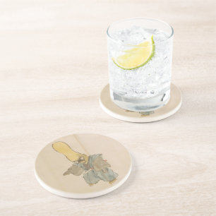 Dessous De Verre En Grès Vintage Japonais Yokai Swordsman