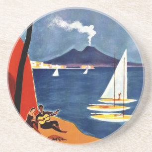 Dessous De Verre En Grès Vintage Napoli Voyage Amour Romance