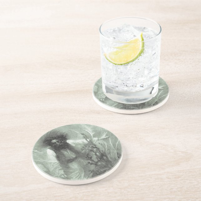 Dessous De Verre En Grès Vintage Pirates, capitaine Goldsack par Howard Pyl (Côté)