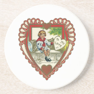 Dessous De Verre En Grès Vintage Saint Valentin victorienne, Garçon en coeu