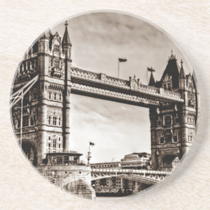 Dessous De Verre En Grès Vintage Sepia London Tower Bridge