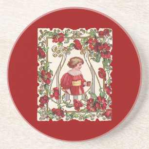 Dessous De Verre En Grès Vintage Victorien Valentine's Day Enfant avec Rose