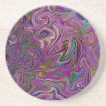 Dessous de verre en grès violet Abstrait rétro