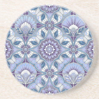 Dessous De Verre En Grès Violet, Lavender, Lilac, Blues & White Art Deco