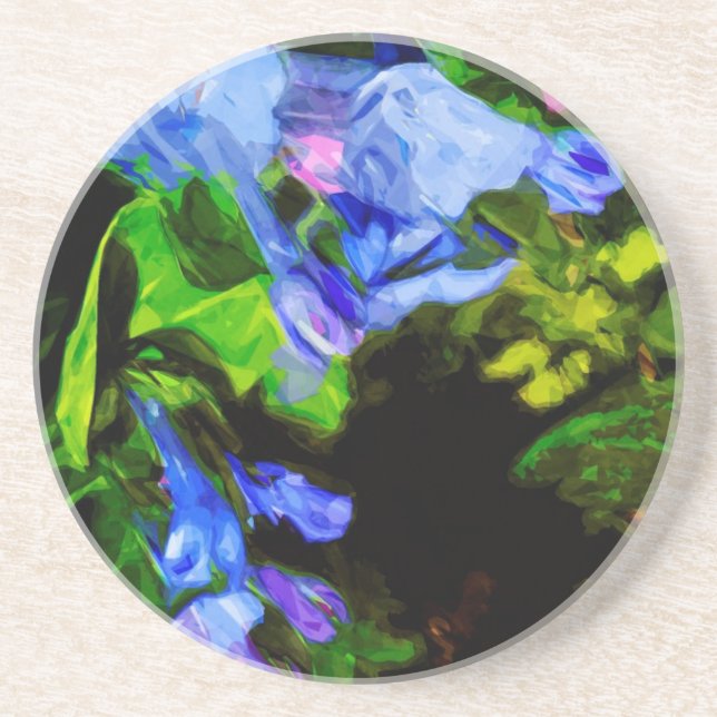 Dessous De Verre En Grès Virginia Bluebell Fleur sauvage impressionniste (Devant)