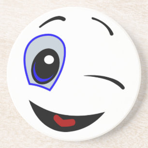 DESSOUS DE VERRE EN GRÈS VISAGE SOURIRE
