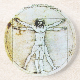 Dessous De Verre En Grès VITRUVIAN MAN Antique Parchment