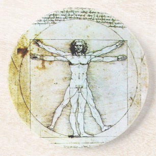 Dessous De Verre En Grès VITRUVIAN MAN Antique Parchment