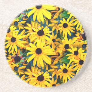 Dessous De Verre En Grès Vivid Black Eyed Susan Rudbeckia Melange