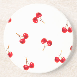 Dessous De Verre En Grès Vivid Cherry Motif
