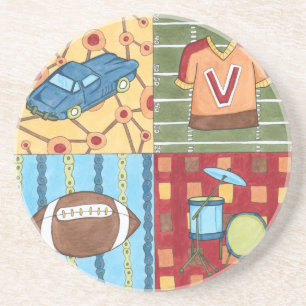 Dessous De Verre En Grès Voiture, le Jersey, football et kit de tambour